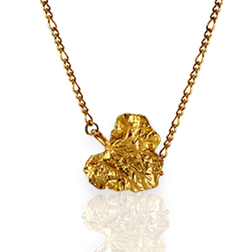 Adanna unique gold necklace, front angle with neutral white background