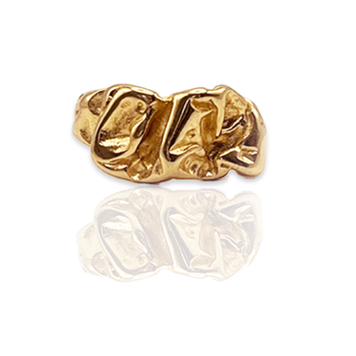 Adanna unique gold ring front angle with neutral white background