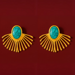 Load image into Gallery viewer, Chi Bold Gold Fan Earrings

