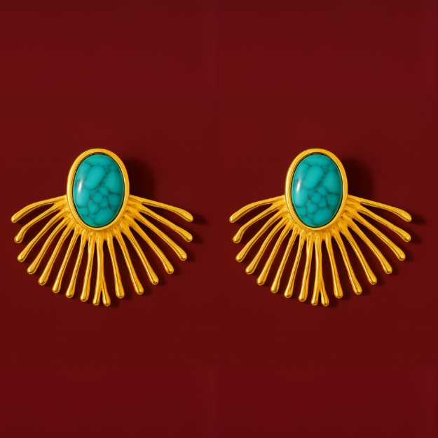 Chi Bold Gold Fan Earrings