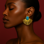 Load image into Gallery viewer, Chi Bold Gold Fan Earrings
