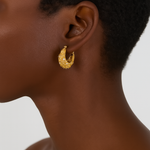 Load image into Gallery viewer, Dayo Gold Zircon Hoop Earrings
