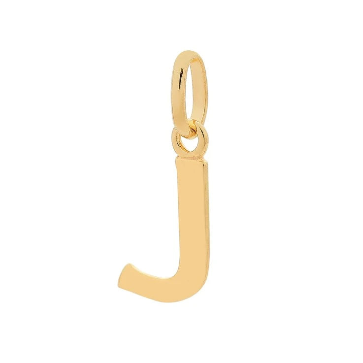 Gold Plated Letter Charm Pendant, neutral white background