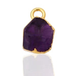 Load image into Gallery viewer, Raw Amethyst Pendant - Natural February Birthstone Electroplated with 18ct Gold. Stone reflection seen. Neutral white background

