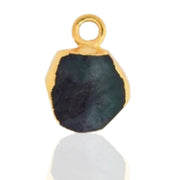 Raw Emerald Pendant - Natural May Birthstone Electroplated with 18ct Gold. Stone reflection seen. Neutral white background
