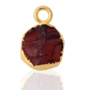 Raw Garnet Pendant - Natural January Birthstone Electroplated with 18ct Gold, stone reflection seen with neutral white background