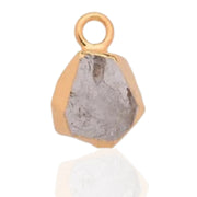 Raw Peridot Pendant - Natural August Birthstone Electroplated with 18ct Gold, stone's reflection seen and neutral white background