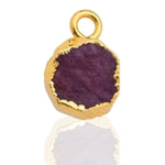 Load image into Gallery viewer, Raw Ruby Pendant - Natural July Birthstone Electroplated with 18ct Gold, stone reflection seen and neutral white background
