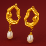 Load image into Gallery viewer, Ngozi Gold Vintage Pearl Drop Earrings
