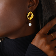 Ngozi Gold Vintage Pearl Drop Earrings